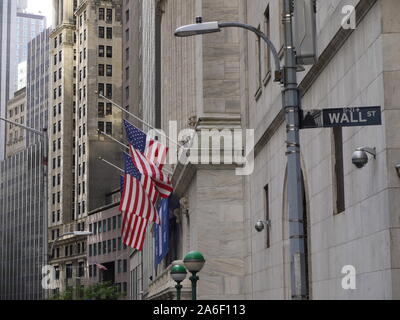 Das historische Gebäude des New York Stock Exchange (NYSE) in New York, Welthauptstadt der Finanzindustrie, in der Wall Street Stockfoto