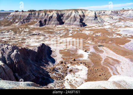 Panoramablick über Landschaft Petrified Forest National Park, Arizona, USA, Vereinigte Staaten von Amerika Stockfoto