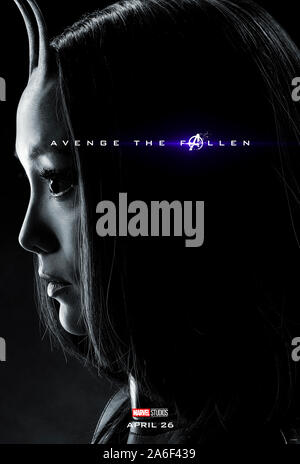 Charakter voraus Plakat für Avengers: Endgame (2019) unter der Regie von Anthony und Joe Russo starring Pom Klementieff als Mantis. Der epische Abschluss und 22 Film in der Marvel filmischen Universums. Stockfoto