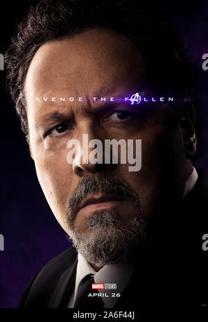 Charakter voraus Plakat für Avengers: Endgame (2019) unter der Regie von Anthony und Joe Russo mit Jon Favreau, der so glücklich Hogan. Der epische Abschluss und 22 Film in der Marvel filmischen Universums. Stockfoto