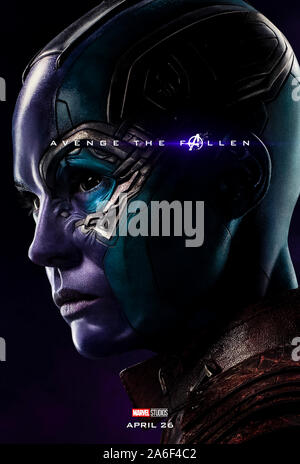 Charakter voraus Plakat für Avengers: Endgame (2019) von Anthony und Joe Russo starring Karen Gillan als Nebel geleitet. Der epische Abschluss und 22 Film in der Marvel filmischen Universums. Stockfoto