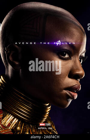 Charakter voraus Plakat für Avengers: Endgame (2019) unter der Regie von Anthony und Joe Russo starring Danai Gurira als Okoye. Der epische Abschluss und 22 Film in der Marvel filmischen Universums. Stockfoto