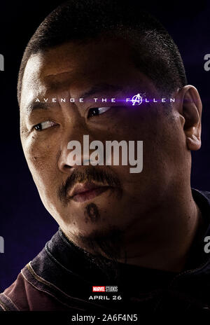 Charakter voraus Plakat für Avengers: Endgame (2019) unter der Regie von Anthony und Joe Russo starring Benedict Wong als Wong. Der epische Abschluss und 22 Film in der Marvel filmischen Universums. Stockfoto