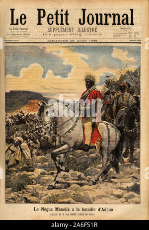 Le negus Menelik II. (1844-1913) Souverain d'ethiopie, Sieger Coupe a la bataille d'Adoua en 1896, contre les troupes coloniales italiennes. Tiefdruck in' Stockfoto