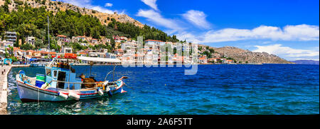 Authentische griechische Insel Chios. Traditionelle schöne Fischerdorf Lagkada (lagada) Stockfoto