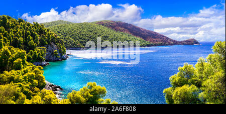 Wunderschöne Insel Skopelos, Panoramaaussicht, Griechenland. Stockfoto