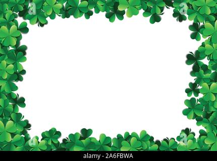 Saint Patricks Day Hintergrund mit gesprüht grünen Klee Blätter oder Shamrocks Stock Vektor