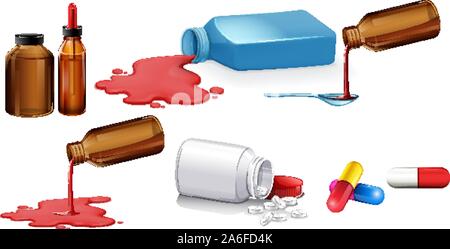 Eingestellt von isolierten Medizin in Flaschen Abbildung Stock Vektor