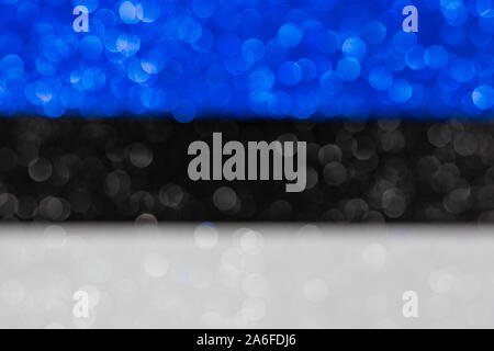 Zusammenfassung Hintergrund mit Bokeh, Blau Schwarz Weiß patriotischen Fahne mit glitter Unschärfe-effekt, festliche Vorlage mit Kopie Raum Stockfoto
