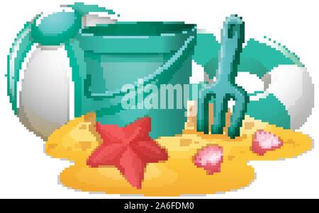 Anderen Strand Spielzeug auf Sand Abbildung Stock Vektor