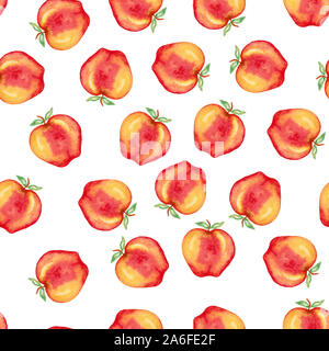 Nahtlose Hintergrundmuster mit Aquarell rote Äpfel Stockfoto