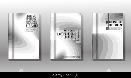 Moderne design. Eine Sammlung von Buch cover Vektoren mit überlappenden Papier schneiden Designs. Weiße und Graue Farbe wave Stock Vektor