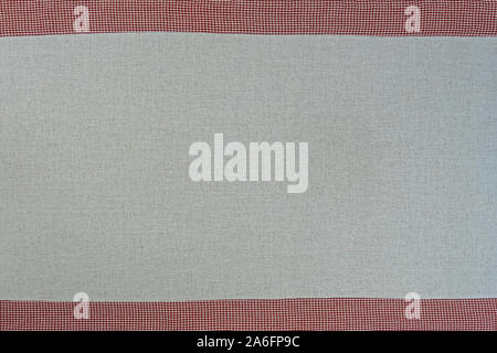 Textur Baumwollstoff, Tischdecke grau und rot gefärbt, Country Stil Stockfoto