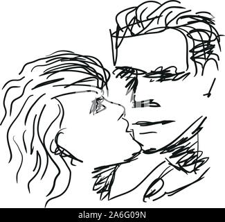 Zeichnung von zwei Menschen, die einander lieben Stock Vektor