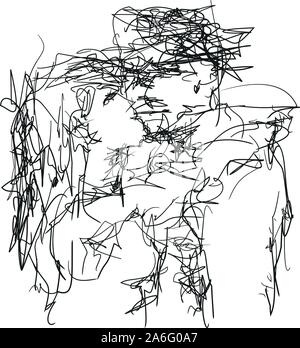 Zeichnung von zwei Menschen, die einander lieben Stock Vektor