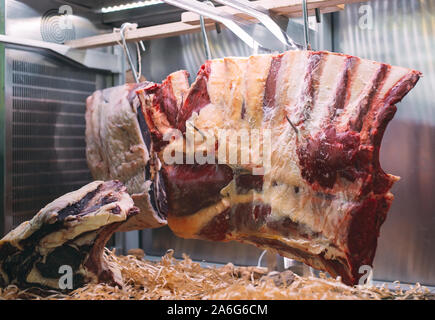 Getrocknetes Fleisch im Restaurant. Rindersteak Stockfoto