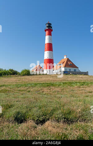 Leuchtturm Westerhever in Schleswig-Holstein Stockfoto