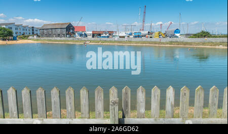 Woodrolfe woodup Pool, Pool, Tollesbury, Salzwasser Pool, Maldon Essex, Stockfoto