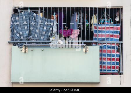 Wäscheservice detailliert auf die Choi Hung Immobilien in Hongkong Stockfoto