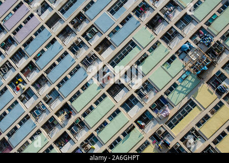 Detail der Wohnungen in der Choi Hung Immobilien in Hongkong Stockfoto