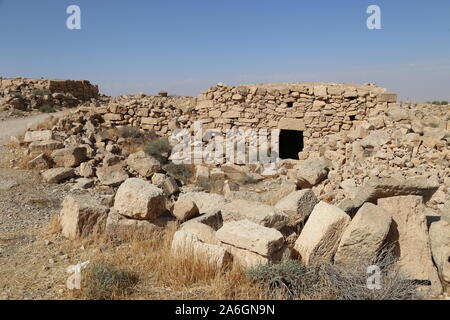 Gebäude mit dekoriertem Türsturz, Umm AR Rasas, römische Zeit UNESCO-Weltkulturerbe, Amman Governorat, Jordanien, Naher Osten Stockfoto