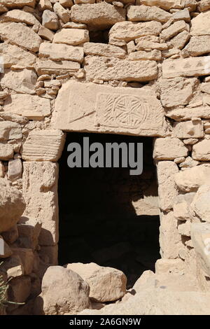 Dekorierter Lintel, Umm AR Rasas, römische Zeit UNESCO-Weltkulturerbe, Amman Governorat, Jordanien, Naher Osten Stockfoto