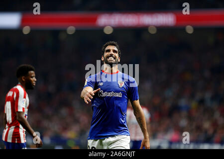 Athletic Club de Bilbao Raúl García reagiert während der spanischen La Liga Match Runde 10 zwischen Atletico de Madrid und Athletic Club Bilbao bei Wanda Metropolitano Stadion in Madrid. (Endstand; Atletico de Madrid 2:0 Athletic Club de Bilbao) Stockfoto