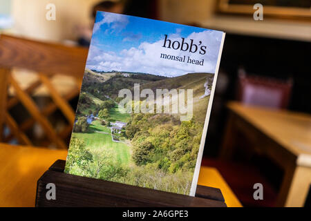 Die schöne Hobb cafe Menü, Restaurant an der Spitze der monsal Kopf in den berühmten Peak District National Park Stockfoto