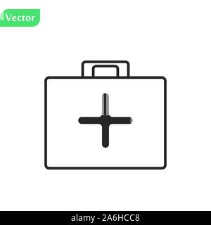 Erste Hilfe Kit isoliert Vector Illustration, cartoon Medizin oder Pharmazie Emergency Kit Symbol, Arzt oder medizinisches Bag pack Idee, Medic box Stock Vektor