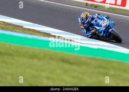 Victoria, Australien. 27 Okt, 2019. Australische Moto GP, Qualifizierung; die Zahl 42 Team Suzuki ECSTAR rider Alex Rins im Qualifying - Redaktionelle Verwendung Credit: Aktion Plus Sport Bilder/Alamy leben Nachrichten Stockfoto