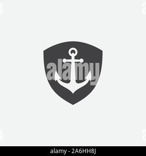 Anker schild Vektor logo Icon, Nautical maritime, meer ozean Boot Abbildung Symbol, Anker Vektorsymbol, Pirate Nautical maritime Boot, Anker, Symbol, einfachen Vektor icon Stock Vektor