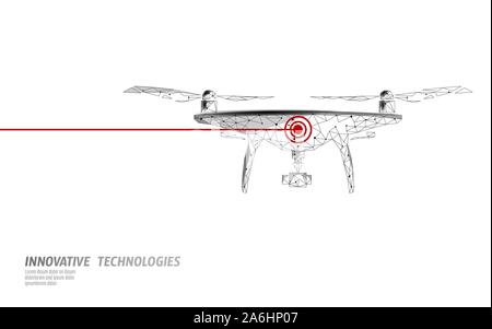 Keine Drohnen Low-Poly-Banner-Vorlage. Regelung der unbemannten Luftfahrzeuge Himmel Lieferung. Gesetz Verbot Flugzeug Kamera Datenschutz. Private Zone Stock Vektor