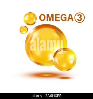 Omega3 Icon im flachen Stil. Pille capcule Vector Illustration auf weißem Hintergrund isoliert. Öl fisch Geschäftskonzept. Stock Vektor