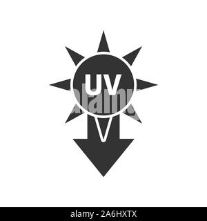 UV-Strahlung Symbol im flachen Stil. Uv-Vector Illustration auf weißem Hintergrund isoliert. Solar Protection Business Konzept. Stock Vektor