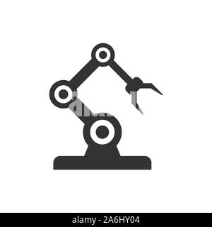 Roboterarm Symbol im flachen Stil. Mechaniker manipulator Vector Illustration auf weißem Hintergrund isoliert. Maschine Geschäftskonzept. Stock Vektor