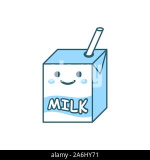 Süße Milch Symbol im flachen Stil. Milchshake Vector Illustration auf weißem Hintergrund isoliert. Cartoon lustig Container Business Konzept. Stock Vektor