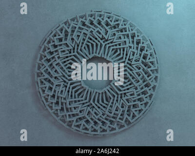 Luxus Zierpflanzen Mandala Design Hintergrund in dunkler Farbe. 3D-Rendering Stockfoto