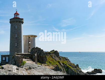 Plouzane/Finistere/Frankreich - 22. August 2019: Diable Leuchtturm an der bretonischen Küste Stockfoto