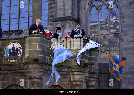 Reiter und civic Zahlen im Jahr 2019, der Märsche in Edinburgh, Schottland, Großbritannien. Über 250 Pferde und Reiter nahmen an der Veranstaltung teil. Stockfoto