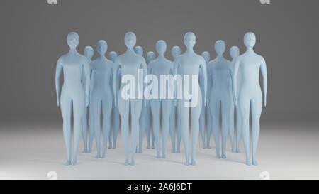 Gruppe von humanoiden 3D-Rendering Stockfoto