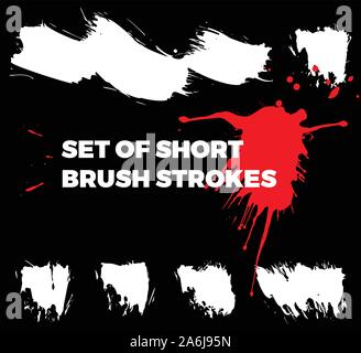 Ink Blots und Pinselstriche Sammlung. Isolierte Gruppe Stock Vektor