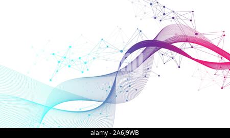 Große genomische Daten Visualisierung. DNA-Helix, DNA-Strang, DNA Test. Molekül oder Atom, Neuronen. Abstrakte Struktur für Wissenschaft oder medizinischen Hintergrund Stock Vektor