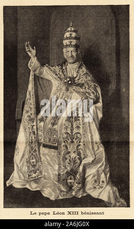 Portrait du Pape Leon XIII (1810-1903), 256 eme Pape de l'Eglise catholique. Tiefdruck in "Le Petit Journal" 19/07/1903. Stockfoto