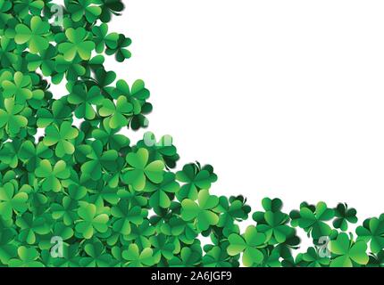 Saint Patricks Day Hintergrund mit gesprüht grünen Klee Blätter oder Shamrocks Stock Vektor