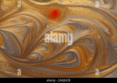 Marmor abstrakte Acryl Hintergrund. Rosa und Gold Marmorierung artwork Textur. Achat welligkeit Muster. Gold Pulver. Stockfoto