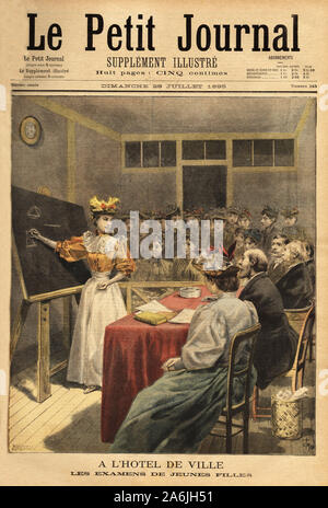 Les examens des Jeunes filles a l'Hotel de Ville de Paris. Tiefdruck in "Le Petit Journal" 28/07/1895. Collection de. . Stockfoto