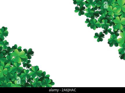Saint Patricks Day Hintergrund mit gesprüht grünen Klee Blätter oder Shamrocks Stock Vektor