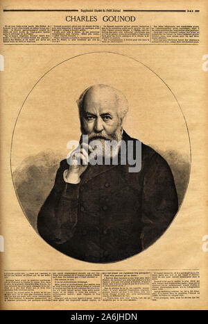 Portrait de Charles Gounod (1818-1893), Spielzeit francais, Leumund pour ses Opern (Faust en 1859, Romeo et Juliette en 1867), il a aussi Verfassen d Stockfoto