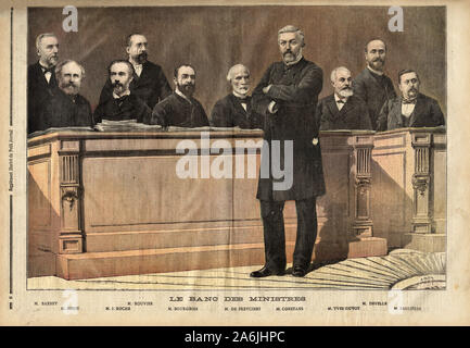 Portrait du Gouvernement du 17 mars 1890 au 18 Fevrier 1892, sous la Präsidentschaft de Sadi Carnot (1837-1894). De gauche a Droite: Edouard Barbey (1831-1 Stockfoto