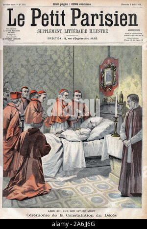 Mort du Pape Leon XIII, Vatikan. Tiefdruck in "Le Petit Parisien', le 02/08/1903. Stockfoto